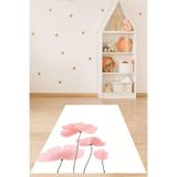 Ontheclouds Minimal Pembe Çiçek Flower Yıkanabilir Kaymaz Taban Leke Tutmaz Çocuk Odası Halısı, 80 x 600
