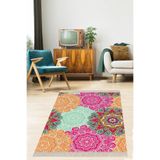 Ontheclouds Mozaik Mandala Desenli Renk Geçişli Dijital Baskı Yıkanabilir Kaymaz Taban Salon Halısı Ve Yolluk, 80 x 250 BLT-S-249V