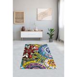 Ontheclouds Mozaik Mandala Desenli Renk Geçişli Dijital Baskı Yıkanabilir Kaymaz Taban Salon Halısı Ve Yolluk, 80 x 400 MEG1073D