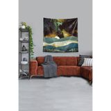 Ontheclouds Multirenk Ayın Serüveni Leke Tutmaz Kadife Kumaş Duvar Örtüsü Duvar Halısı Tapestry, 70 x 70
