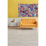 Ontheclouds Multirenk Geometrik Çizimli Leke Tutmaz Kadife Kumaş Duvar Örtüsü Duvar Halısı Tapestry, 140 x 140