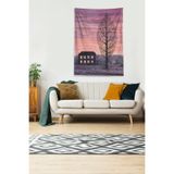 Ontheclouds Multirenk Sonbaharda Kulübe Leke Tutmaz Kadife Kumaş Duvar Örtüsü Duvar Halısı Tapestry, 140 x 230