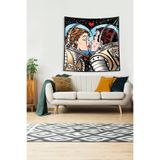 Ontheclouds Multirenk Uzayda Aşk Leke Tutmaz Kadife Kumaş Duvar Örtüsü Duvar Halısı Tapestry, 35 x 50
