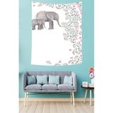 Ontheclouds Mutlu Fil Ve Yavrusu Leke Tutmaz Kumaş Duvar Örtüsü Duvar Halısı Tapestry, 70 x 100
