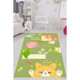 Ontheclouds My World Yazılı Kedi Desen Yıkanabilir Kaymaz Taban Leke Tutmaz Çocuk Odası Halısı, 160 x 240