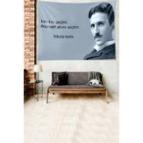 Ontheclouds Nikola Tesla Espri Leke Tutmaz Kadife Dokulu Kumaş Duvar Örtüsü Duvar Halısı Tapestry, 35 x 50