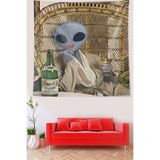 Ontheclouds Oje Ve Rujlu Keyif Yapan Uzaylı Leke Tutmaz Kumaş Duvar Örtüsü Duvar Halısı Tapestry, 100 x 100