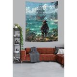 Ontheclouds Okyonusta Yelkenli Gemi Ve Korsan Leke Tutmaz Kumaş Duvar Örtüsü Duvar Halısı Tapestry, 100 x 140