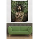 Ontheclouds Orman Saçlı Kız Leke Tutmaz Kumaş Duvar Örtüsü Duvar Halısı Tapestry, 140 x 140