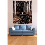 Ontheclouds Ormanda Teknedeki Kız Leke Tutmaz Kumaş Duvar Örtüsü Duvar Halısı Tapestry, 140 x 140