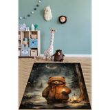Ontheclouds Ormanda Yürüyen Sevimli Minik Ayıcık Yıkanabilir Kaymaz Taban Leke Tutmaz Çocuk Odası Halısı, 100 x 400
