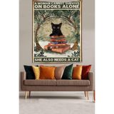 Ontheclouds Ormandaki Kitaplar Ve Siyah Kedi Leke Tutmaz Kumaş Duvar Örtüsü Duvar Halısı Tapestry, 70 x 70