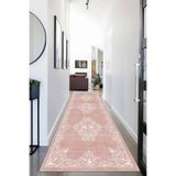 Ontheclouds Osmanlı Motifler Çerçeve Desenli Dijital Baskı Yıkanabilir Kaymaz Taban Salon Halı Ve Yolluk (Pudra), 80 x 150
