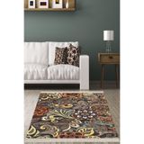 Ontheclouds Osmanlı Motifler Çiçek Desenli Etnik Dijital Baskı Yıkanabilir Kaymaz Taban Salon Halı Ve Yolluk, 180 x 250