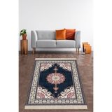 Ontheclouds Osmanlı Motifler Desenli Dijital Baskı Yıkanabilir Kaymaz Taban Leke Tutmaz Etnik Salon Halısı, 80 x 200 BLT-K-181B