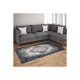 Ontheclouds Osmanlı Motifler Desenli Etnik Dijital Baskı Yıkanabilir Kaymaz Taban Eskitme Salon Halısı (Mavi), 80 x 50