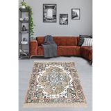 Ontheclouds Osmanlı Motifler Eskitme Desenli Dijital Baskı Yıkanabilir Kaymaz Taban Leke Tutmaz Salon Halısı, 80 x 150 BLT-K-186A