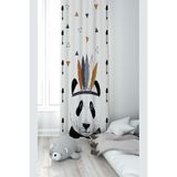 ontheclouds Panda Desenli Dijital Baskı Bebek Çocuk Odası Fon Perdesi, 70 x 200, TYC00484852711, beyaz-siyah