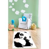 Ontheclouds Panda Desenli Dijital Baskılı Leke Tutmaz Yıkanabilir Panda Kaymaz Taban Çocuk Odası Halısı, 120 x 160