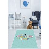 Ontheclouds Panda Time Pandalı Halı Dijital Baskılı Kaymaz Taban Yıkanabilir Çocuk Bebek Odası Halısı, 100 x 300