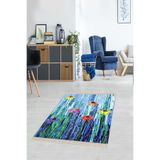 Ontheclouds Papatya Desenli Dijital Baskı Yıkanabilir Kaymaz Taban Modern Salon Halı, 80 x 150