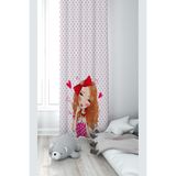 ontheclouds Pasta Yiyen Kız Desenli Dijital Baskı Fon Perde, 70 x 200, FONPRD16, kırmızı-pembe