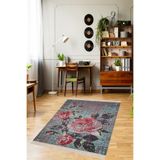 Ontheclouds Patchwork Gül Desenli Dijital Baskı Yıkanabilir Kaymaz Taban Modern Salon Halı 80 X 150, 60 x 200