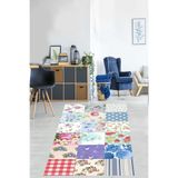 Ontheclouds Patchwork Kırkyama Desenli Güllü Yıkanabilir Kaymaz Taban Leke Tutmaz Salon Halısı Yoluk, 80 x 250