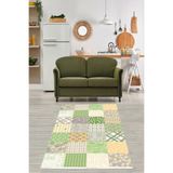 Ontheclouds Patchwork Kırkyama Desenli Yeşil Yıkanabilir Kaymaz Taban Leke Tutmaz Salon Halısı Yoluk, 80 x 150