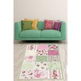 Ontheclouds Patchwork Kırkyama Gül Desenli Vintage Yıkanabilir Kaymaz Taban Leke Tutmaz Salon Halısı Yoluk, 40 x 40