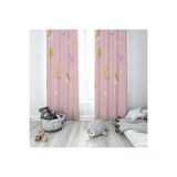 ontheclouds Pembe Ay Kalp Ayıcık Desenli Fon Perdesi, 140 x 240, FONPRD20, açık pembe-sarı