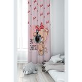 ontheclouds Pembe Ayıcık Desenli Dijital Baskı Fon Perdesi, 70 x 270, FONPRD18, pembe-kırmızı