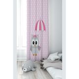 ontheclouds Pembe Baykuş Desenli Dijital Baskı Fon Perdesi, 70 x 240, FONPRD10, pembe-gri