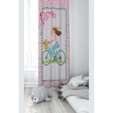 ontheclouds Pembe Bisiklet Desenli Fon Perde, 70 x 200, FONPRD13, pembe-krem