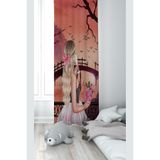 ontheclouds Pembe Doğayı İzleyen Kız Desenli Fon Perdesi, 140 x 270, FONPRD15, turuncu