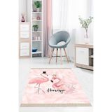 Ontheclouds Pembe Flamingo Dijital Baskı Yıkanabilir Kaymaz Taban Modern Salon Halısı, 130 x 180