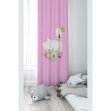 ontheclouds Pembe Kuğu Desenli Dijital Baskı Fon Perdesi, 140 x 240, FONPRD13, açık pembe-beyaz