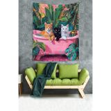Ontheclouds Pembe Küvetteki Kediler Leke Tutmaz Kumaş Duvar Örtüsü Duvar Halısı Tapestry, 70 x 100