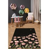 Ontheclouds Pembe Laleler Flowers Yıkanabilir Kaymaz Taban Leke Tutmaz Çocuk Odası Halısı, 160 x 300