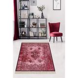 Ontheclouds Pembe Osmanlı Desen Çerçeveli Dijital Baskı Yıkanabilir Kaymaz Taban Klasik Salon Halısı, 80 x 250