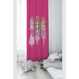 ontheclouds Pembe Üçlü Kız Desenli Dijital Baskı Fon Perdesi, 70 x 270, FONPRD6, fuşya