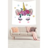 Ontheclouds Pembe Unicorn Desenli Leke Tutmaz Kadife Dokulu Kumaş Duvar Örtüsü Duvar Halısı Tapestry, 70 x 70