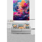 Ontheclouds Pembe Yapraklı Ağaç Leke Tutmaz Kadife Kumaş Duvar Örtüsü Duvar Halısı Tapestry, 100 x 140