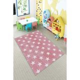 Ontheclouds Pembe Yıldızlı Çocuk Odası Yıkanabilir Kaymaz Taban Leke Tutmazbebek Ve Çocuk Odası Halısı, 100 x 300 AYC159F