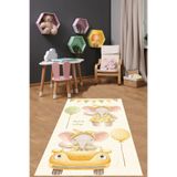 Ontheclouds Piti Kare Zemn Sevimli Arabalı Balonlu Fil Yıkanabilir Kaymaz Taban Leke Tutmaz Çocuk Odası Halısık, 80 x 500