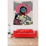 Ontheclouds Pop Art Soyut Kadın Ve Çiçekleri Leke Tutmaz Kumaş Duvar Örtüsü Duvar Halısı Tapestry, 140 x 230