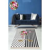 Ontheclouds Puantiye Desenli Gül Motifli Dijital Baskı Yıkanabilir Kaymaz Taban Modern Salon Halısı, 80 x 500