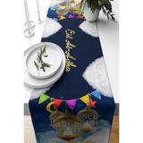 ontheclouds Ramazan Temalı Runner Beyaz-Lacivert 40x140, NRNNR8