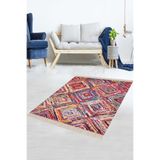 Ontheclouds Rengarenk Geometrik Karo Desenli Dijital Baskı Yıkanabilir Kaymaz Taban Modern Halı, 80 x 150