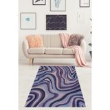 Ontheclouds Renk Bloklu Dalgalar Desenli Yıkanabilir Kaymaz Taban Leke Tutmaz Salon Halısı Yoluk, 100 x 150 PNHS042E